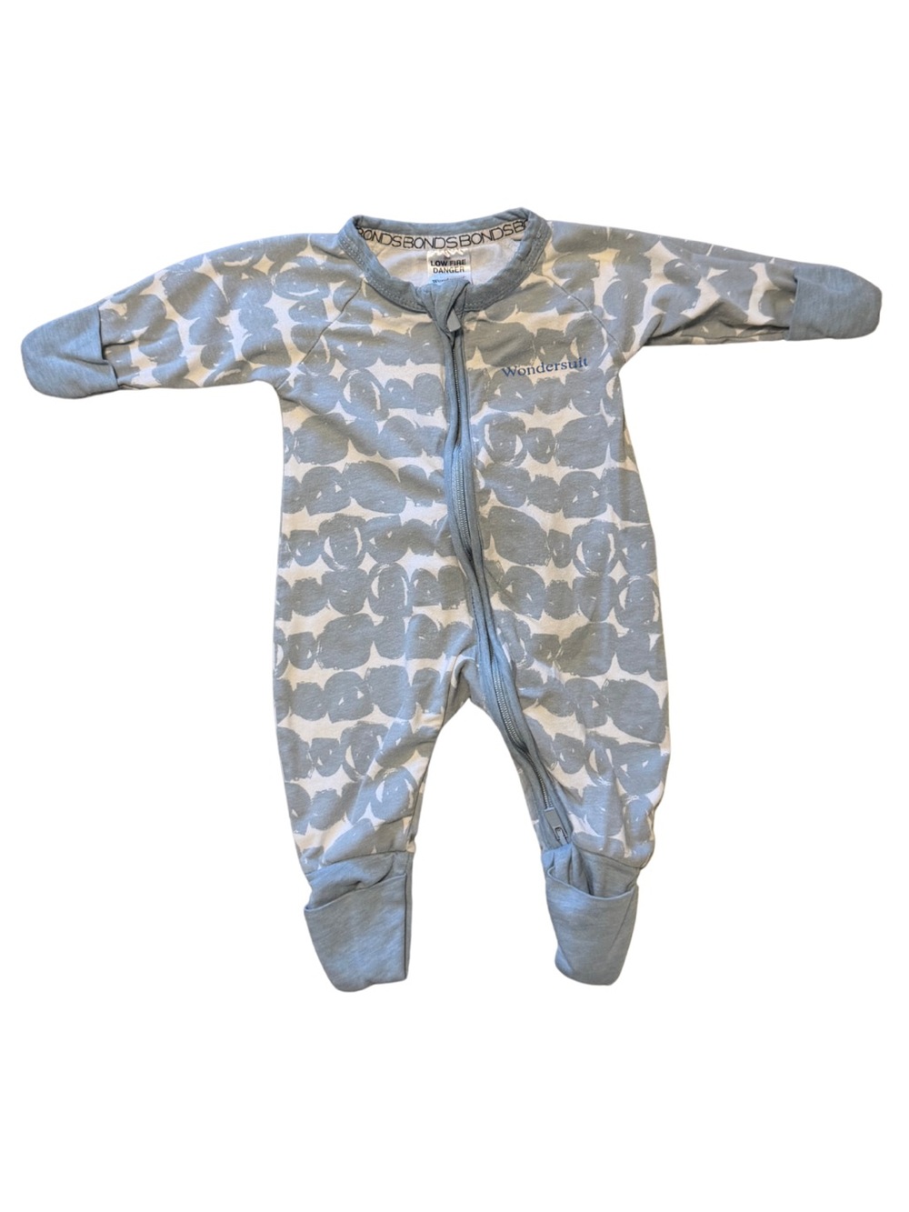 Bonds Blue and White Printed Zip Footie